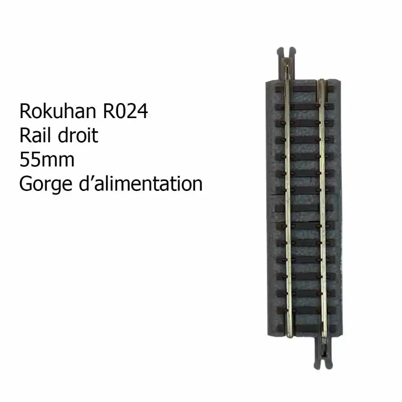 Prix Bas 2 rails, droit avec ballast, gorge d‘alimentation, 55 mm - ROKUHAN R024 - Z 1/220