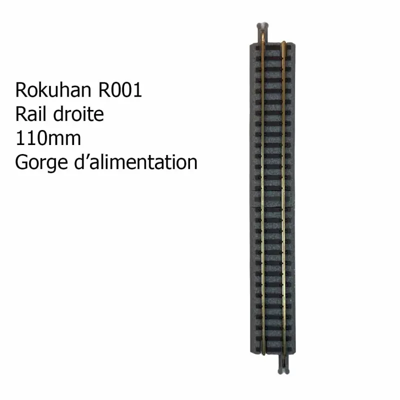 4 rails, droit avec ballast, gorge d‘alimentation, 110 mm - ROKUHAN R001 - Z 1/220 Quantité Limitée