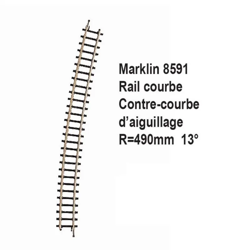 Expédition Rapide Rail contre courbe d‘aiguillage R490mm 13 degrès-Z 1/220-MARKLIN 8591