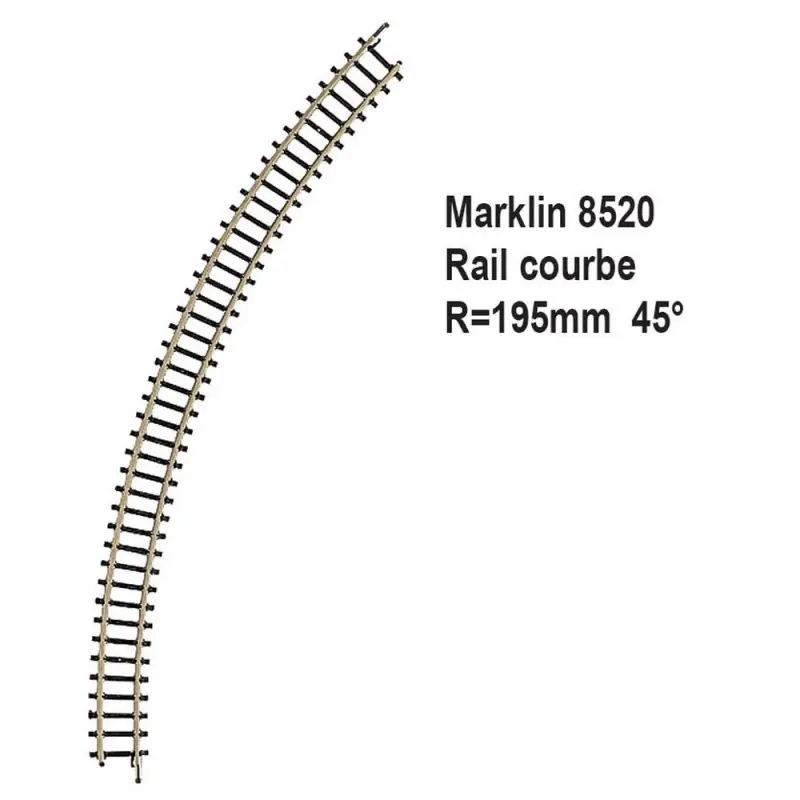 Rail courbe R195mm 45 degrès-Z 1/220-MARKLIN 8520 Offre Spéciale