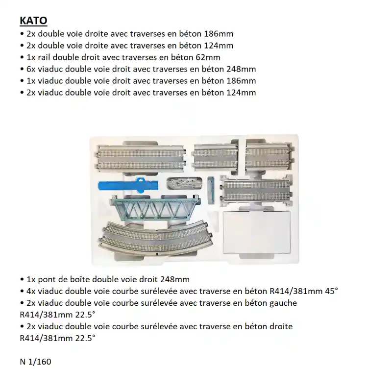 Jeu de variante V12, pont à double voie, Unitrack - KATO 20-871 - N 1/160 Certifié