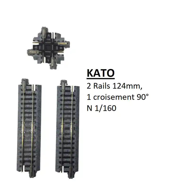 Offre Exclusive 2 rails, 1 croisement, 124mm 90°, Unitrack - KATO 20-320 - N 1/160