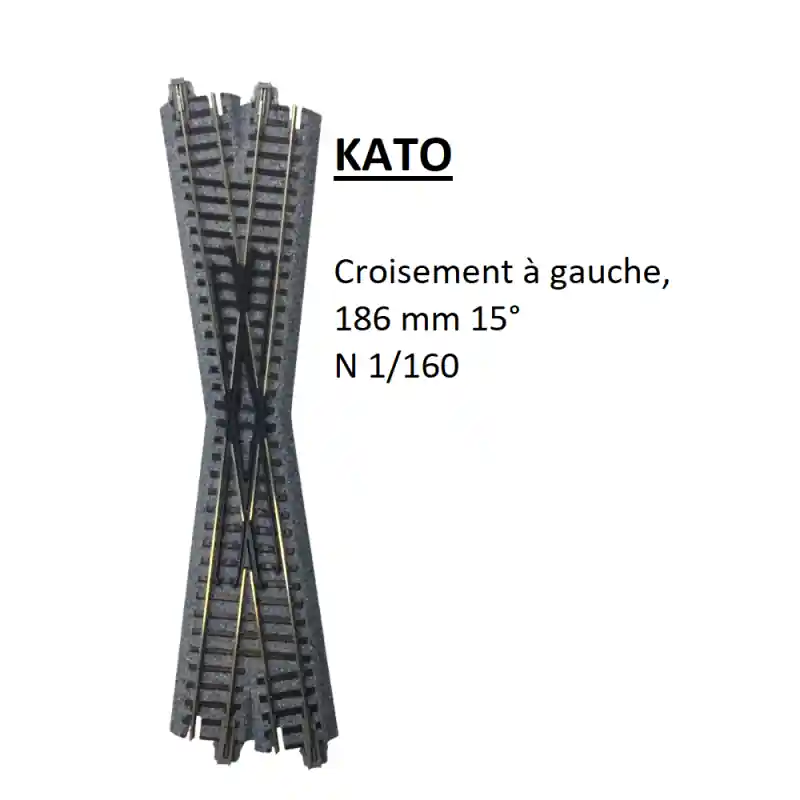 Croisement à gauche, 186mm 15°, Unitrack - KATO 20-300 - N 1/160 Petit Prix