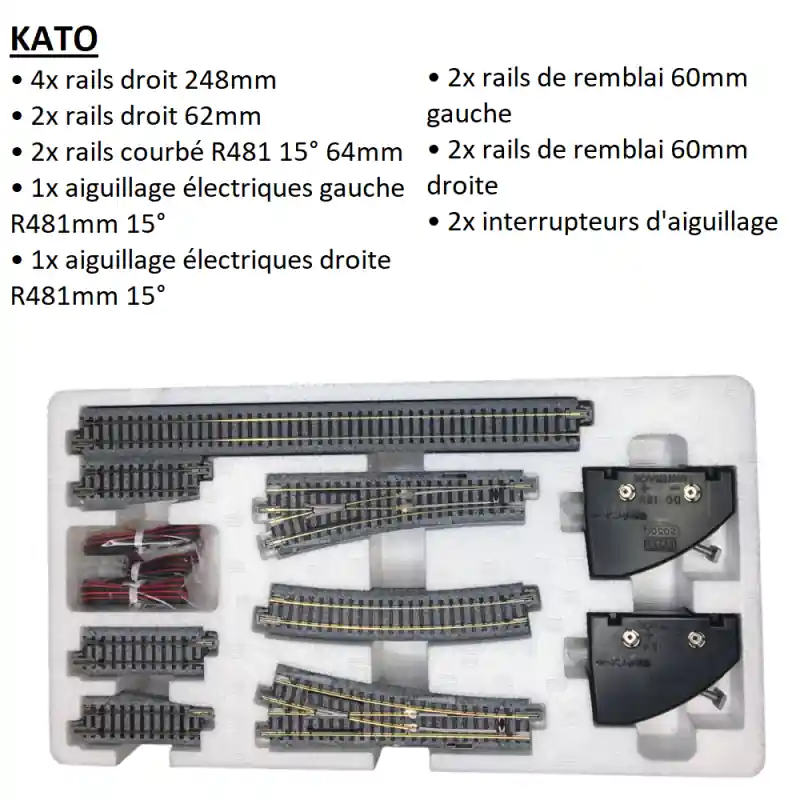 Solde Coffret de rail V4, switching siding set, R481 mm, 15°, 16 pièces, Unitrack - LEMKE/KATO 20-863 - N 1/160
