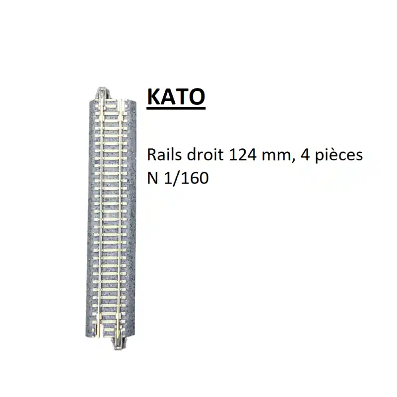 Jusqu'à Épuisement Des Stocks 4 rails droits 124 mm, traverses en béton - KATO 20-028 - N 1/160