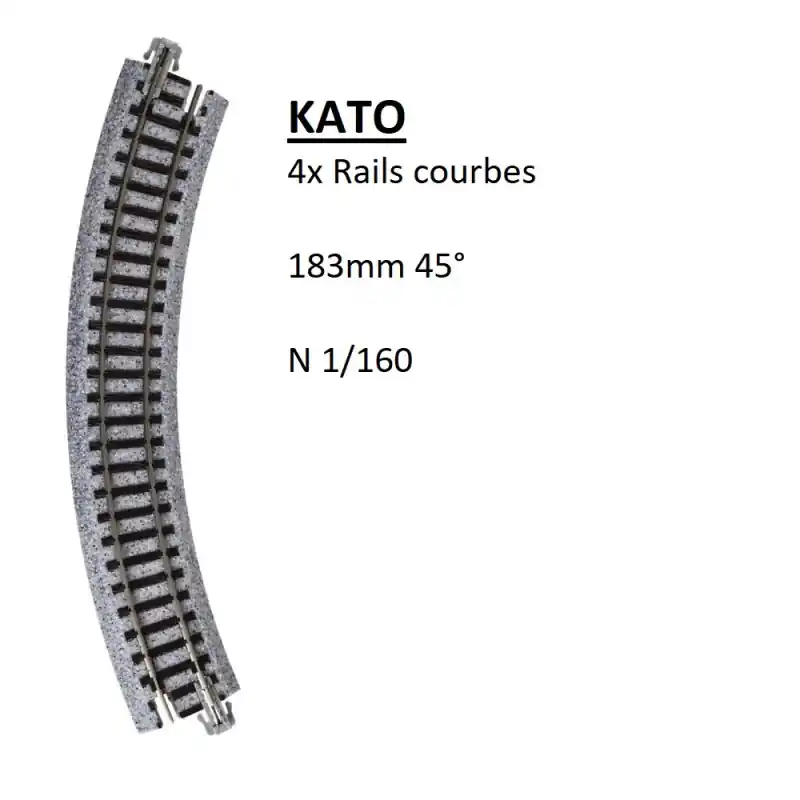 Marque 4 rails courbes, R 183-45°, Unitrack - KATO 20-172 - N 1/160