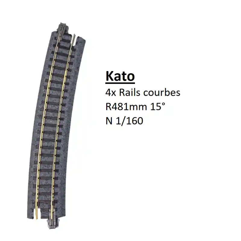 4 rails courbes, R 481-15°, Unitrack - KATO 20-160 - N 1/160 Prix Réduit