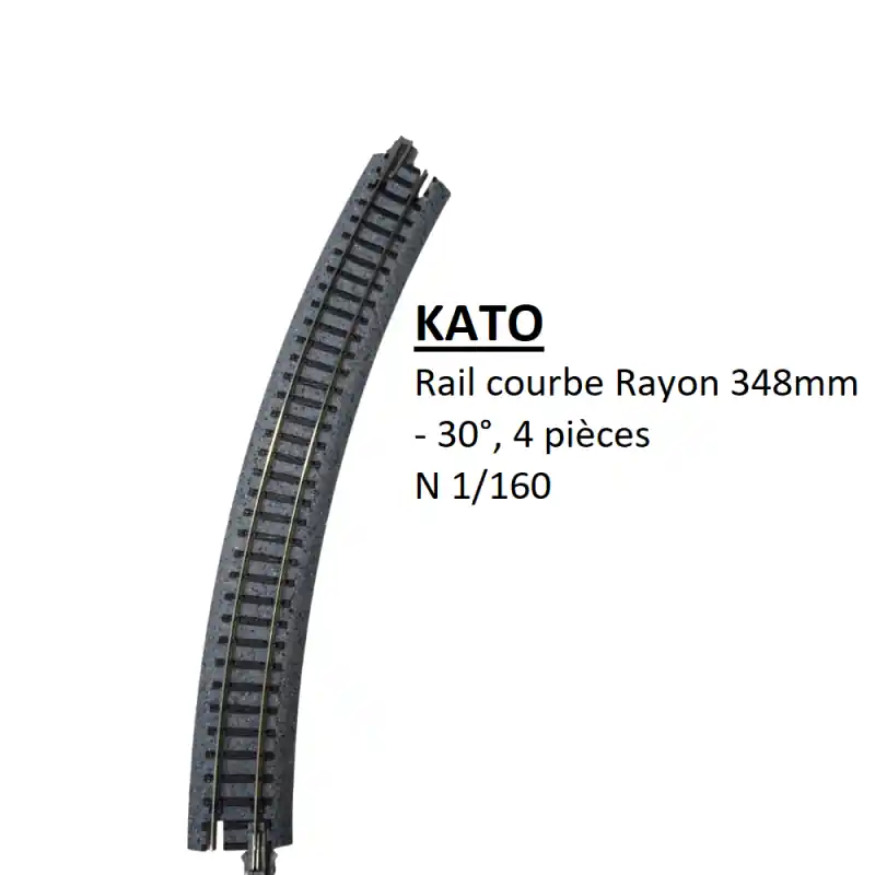 4 rails courbes R 348-30°, R13 - KATO 20-130 - N 1/160 Populaire