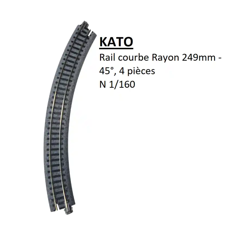 Prix Cassé 4 rails courbes R 249-45°, R9 - KATO 20-100 - N 1/160