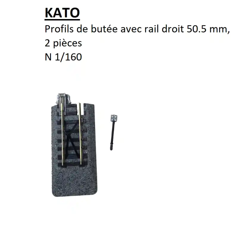 2 butoirs type C avec rail droit 50.5 mm, 2" - KATO 20-048 - N 1/160 Commander Vite
