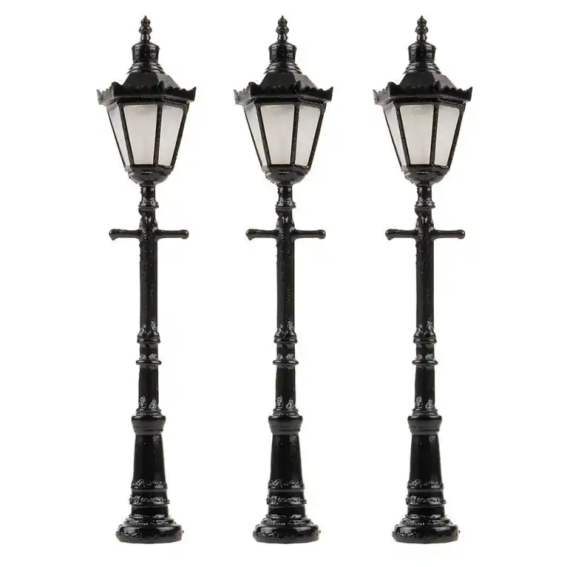 Vente Directe Lampadaire Type ancien, à LED 12 V - 55 mm (x3) - FALLER 272128 - N 1/160