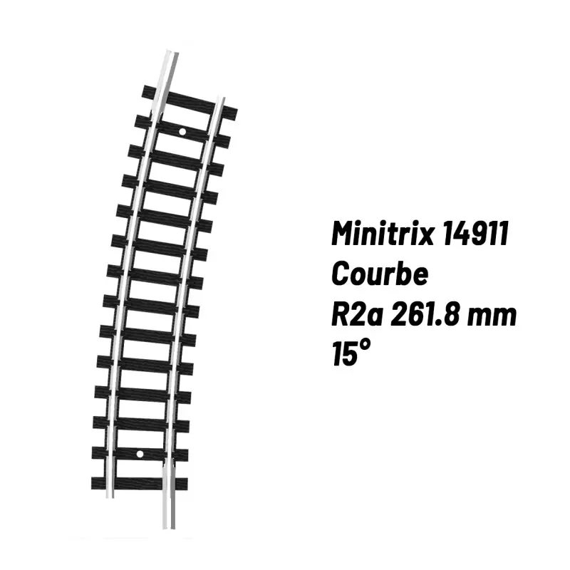 Rail Courbe R2a 261.8 mm 15°-N-1/160-MINITRIX 14911 Nouvelle Collection