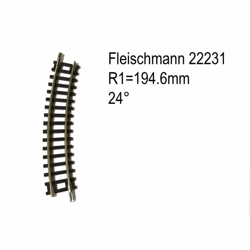 Rail courbe R1 194.6mm 24 degrés-N-1/160-FLEISCHMANN 22231 Commande En Gros
