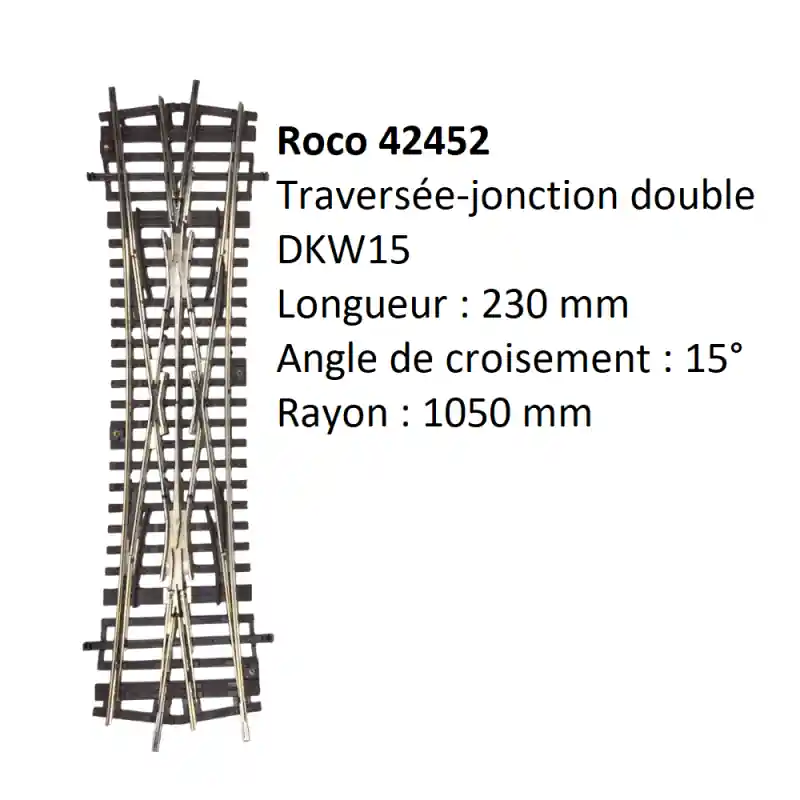 Dernier Modèle Traversée jonction double DKW15, sans commande - ROCO 42452 - HO 1/87