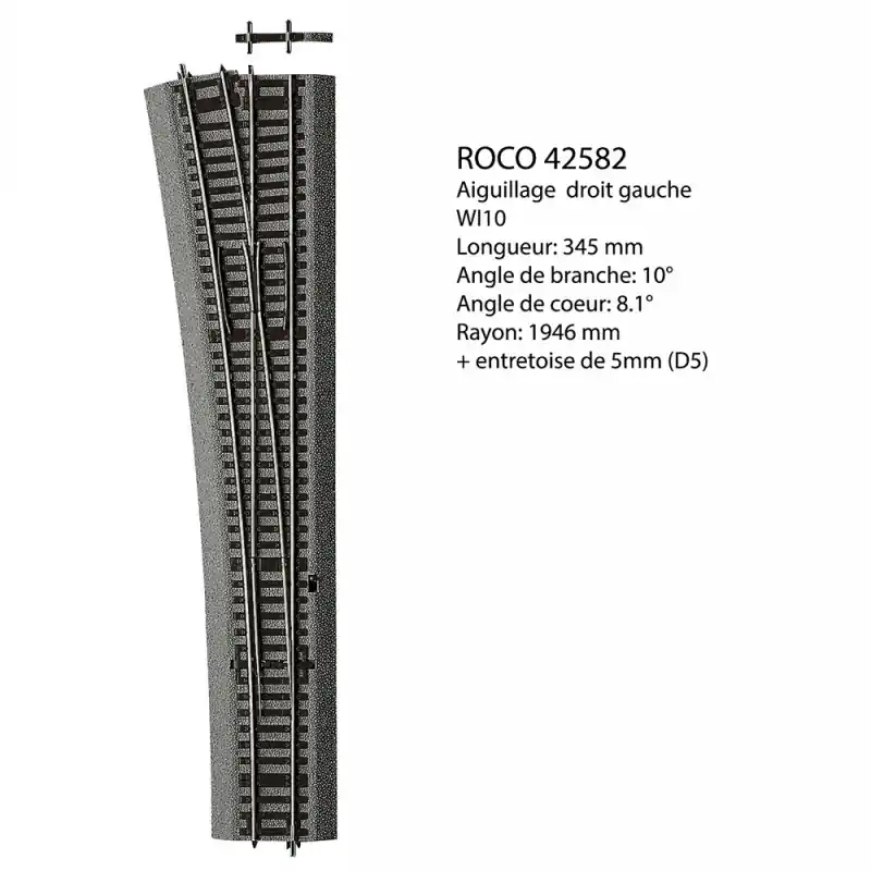 Aiguillage gauche Wi10, Ballast souple, commande manuelle - ROCO 42582 - HO 1/87 Affaire À Saisir
