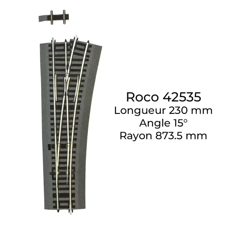 Aiguillage droit Wr15 Ballast souple, commande manuelle - ROCO 42535 - HO 1/87 Marque