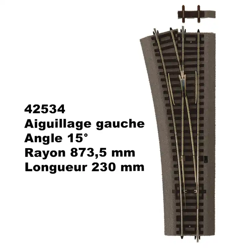 Retour Gratuit Aiguillage gauche Wl15 avec cale, à commande manuelle - ROCO 42534 - HO 1/87