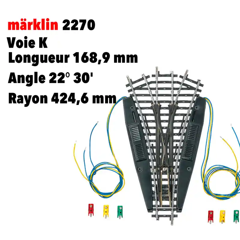 Quantité Limitée Aiguillage triple symétrique voie K, longueur 168,9 mm / rayon 424,6 mm - MARKLIN 2270 - HO 1/87
