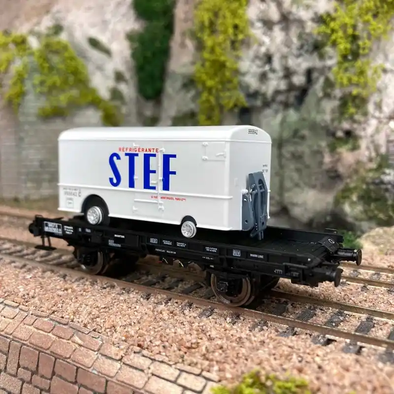Meilleure Vente Wagon UFR mono-porteur roue pleines "STEF" Sncf, Ep III - REE WB651 - HO 1/87