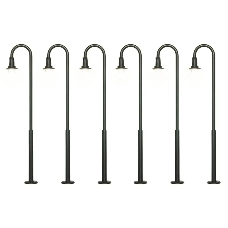 Prix Promo Lampadaires coudés, LED blanc chaud, 5 + 1 - VIESSMANN 61406 - HO 1/87