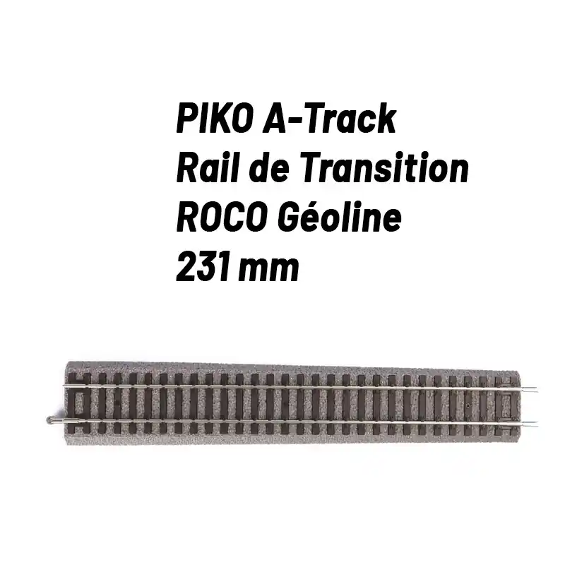 Rail de transition Droit 231 mm avec ballast Roco Géoline-HO 1/87-PIKO 55433 Expédié Aujourd'hui