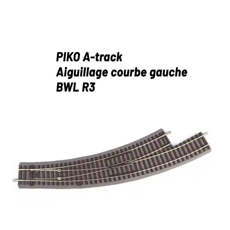 Aiguillage courbe gauche R3 avec ballast-HO 1/87-PIKO 55427 Haute Qualité