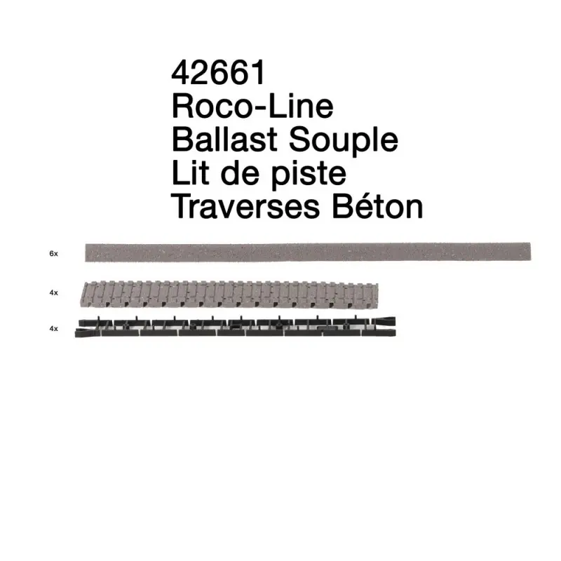 Nouveauté 14 éléments pour lit de piste pour traverses béton-HO 1/87-ROCO 42661