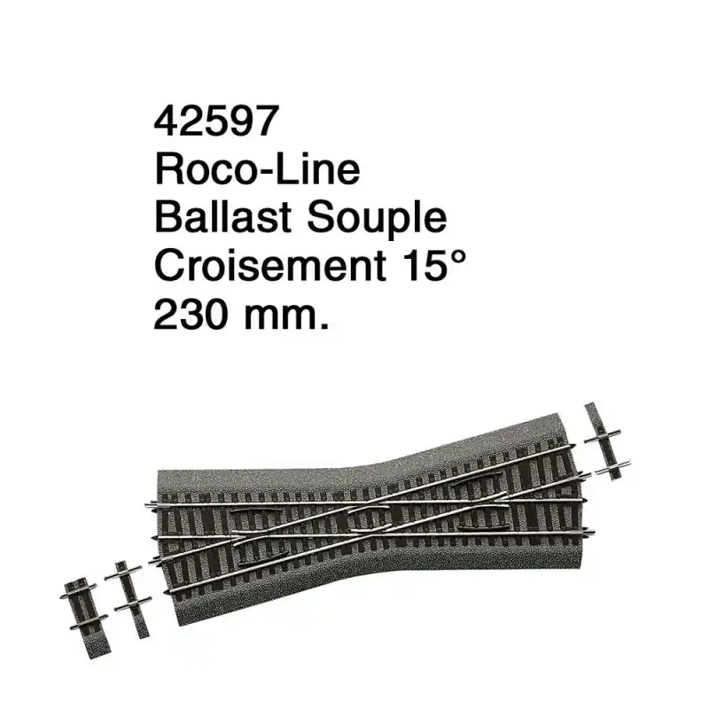 Retour Gratuit Croisement 15° Ballast Souple-HO 1/87-ROCO 42597