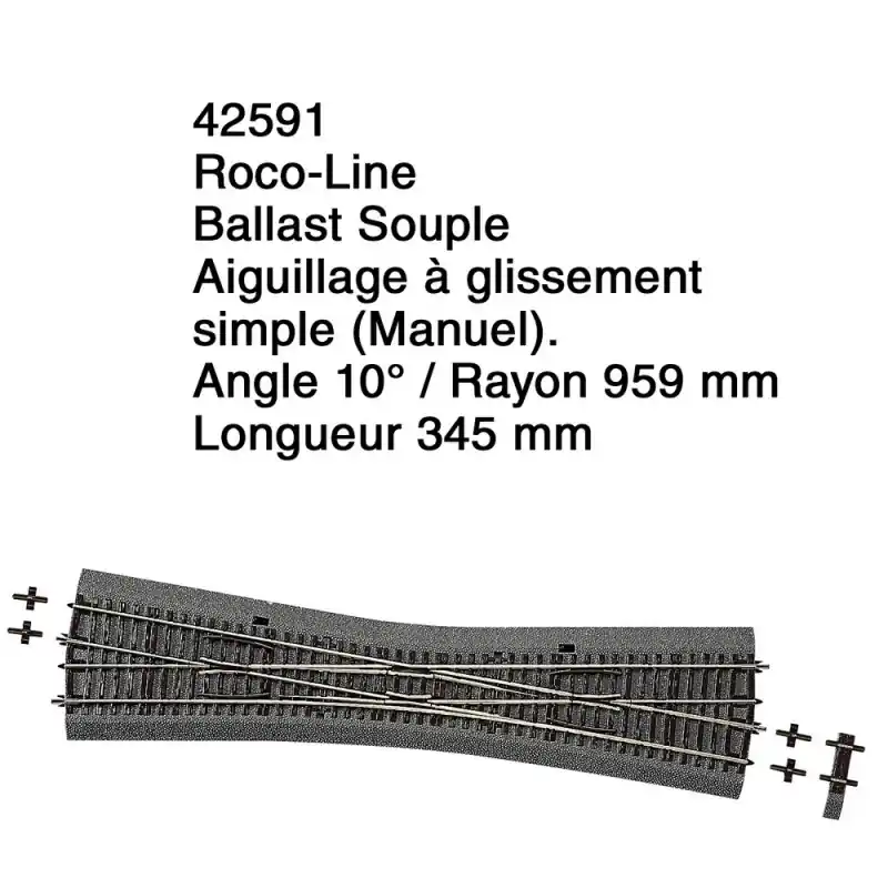 Aiguillage à glissement simple Ballast Souple-HO 1/87-ROCO 42591 Prix Bas