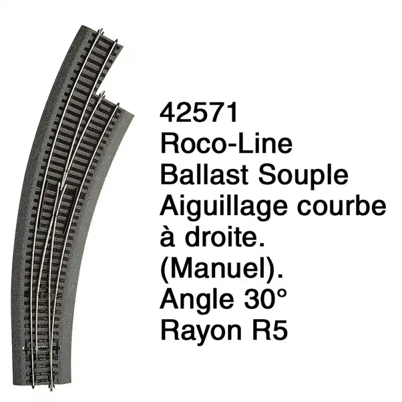 Aiguillage courbe à droite R5 Ballast Souple-HO 1/87-ROCO 42571 Prix Bas