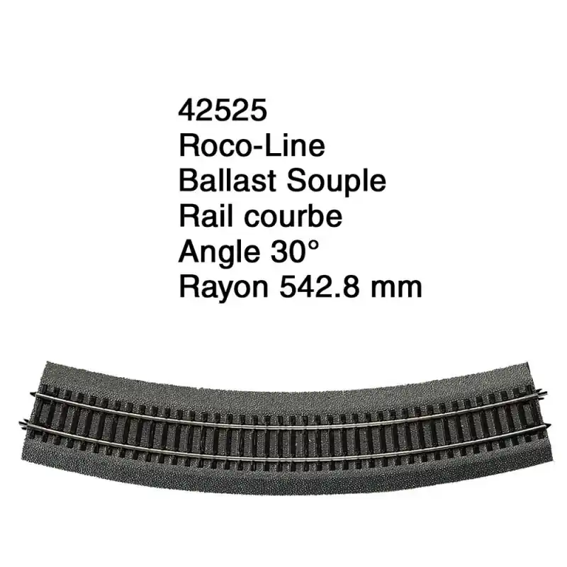 Rail courbe R 542.8 mm Ballast Souple-HO 1/87-ROCO 42525 Commander Maintenant