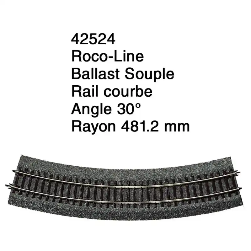 Rail courbe R 481.2 mm Ballast Souple-HO 1/87-ROCO 42524 Réduction