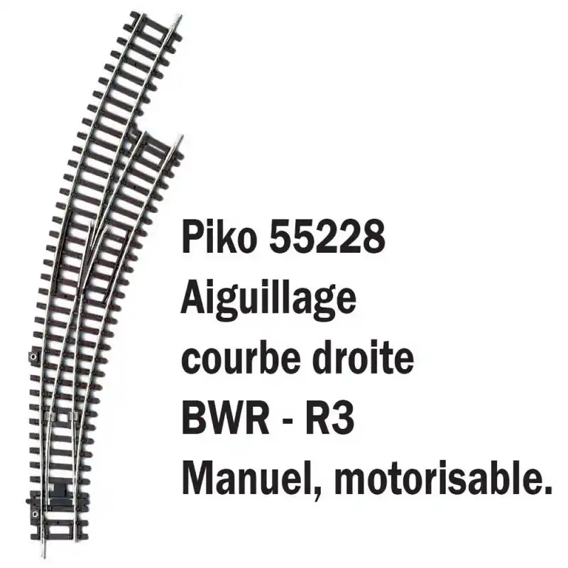 Meilleure Vente Aiguillage courbe droit BWR-R3-HO-1/87-PIKO 55228