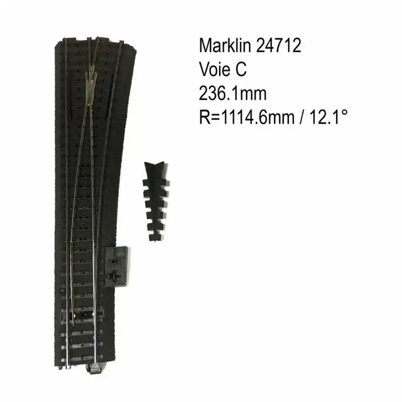 Super Prix Aiguillage droit droit 236.1mm 12.1 degrés voie C-HO-1/87-MARKLIN 24712