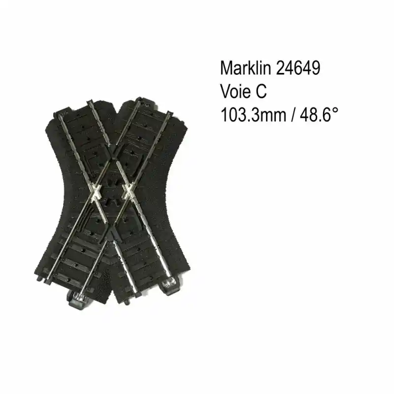 Rail croisement 103.3mm 48.6 degrés voie C-HO-1/87-MARKLIN 24649 Vente Directe