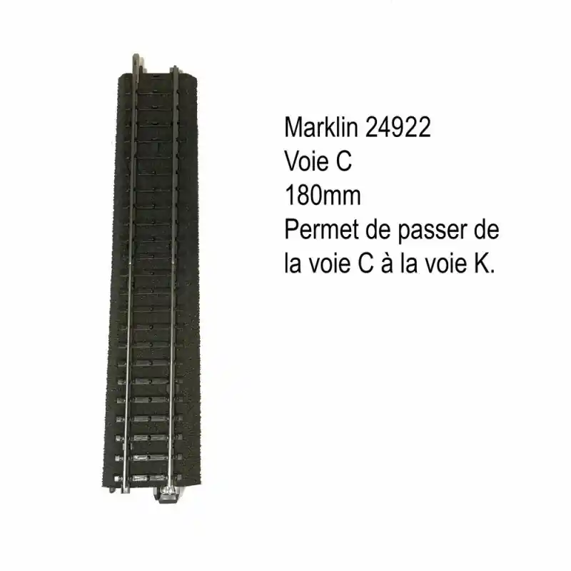 Rail droite 180mm voie K à voie C-HO-1/87-MARKLIN 24922 Acheter Direct