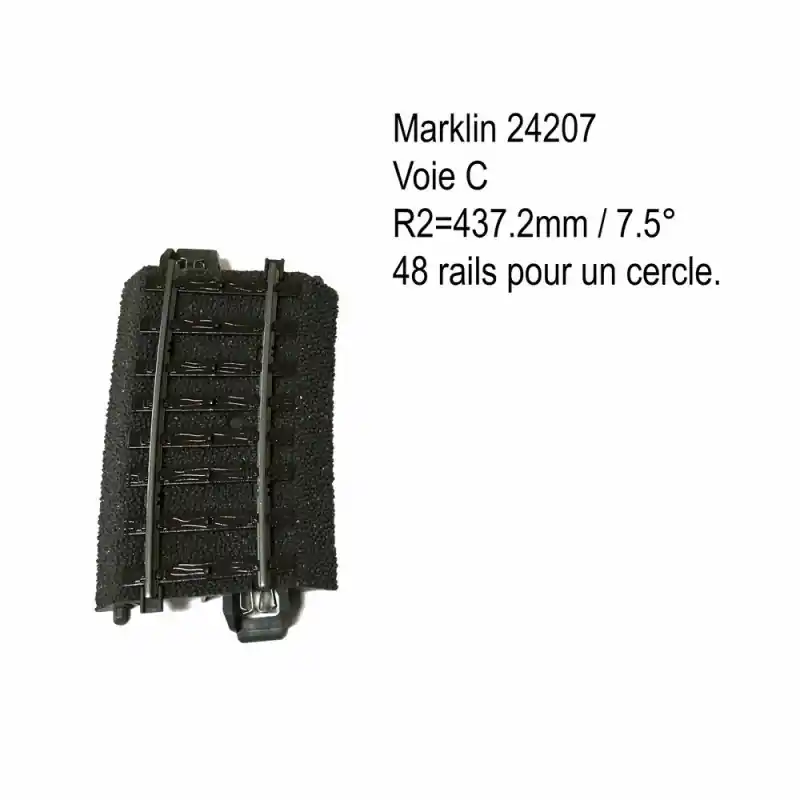Rail courbe R2 - 437.5mm 7.5 degrés voie C-HO-1/87-MARKLIN 24207 Commander Maintenant