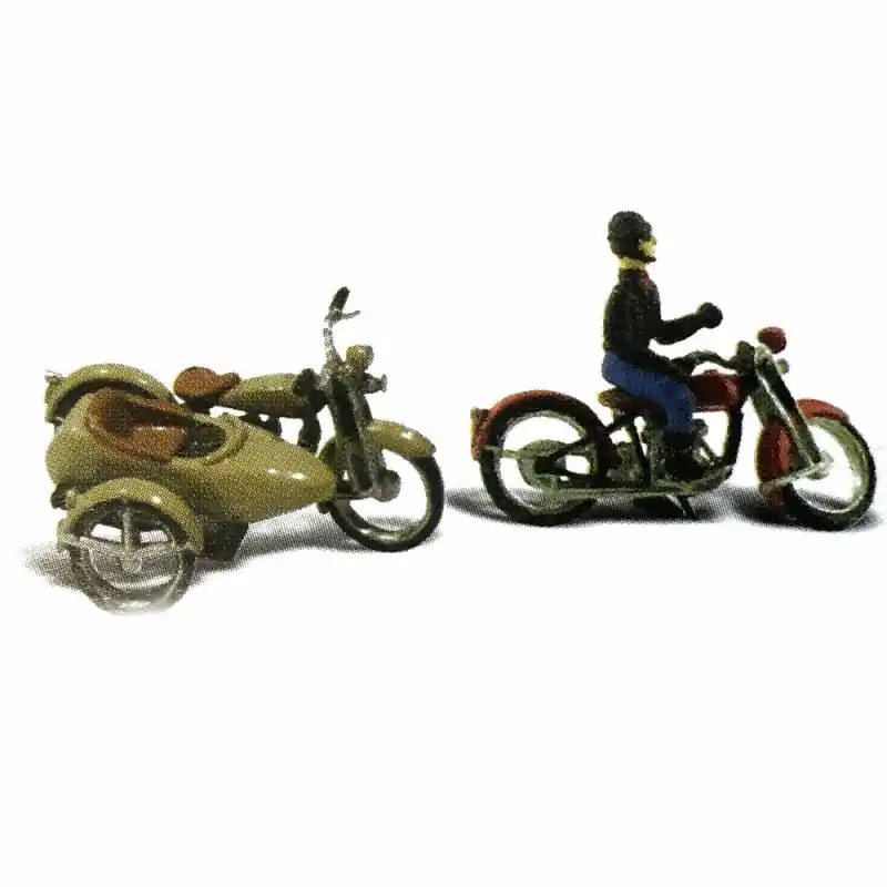 1 motard et 1 side-car à monter et à peindre-HO-1/87-WOODLAND SCENICS D228 Petit Prix