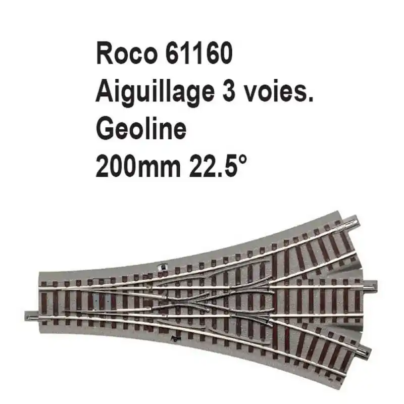 Offre Du Jour Aiguillage 3 voies geoline 200mm, 22.5 degrés-HO-1/87-ROCO 61160