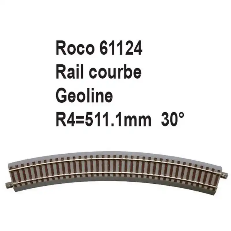 Rail courbe geoline R4 511.1mm 30 degrés-HO-1/87-ROCO 61124 Commande En Gros