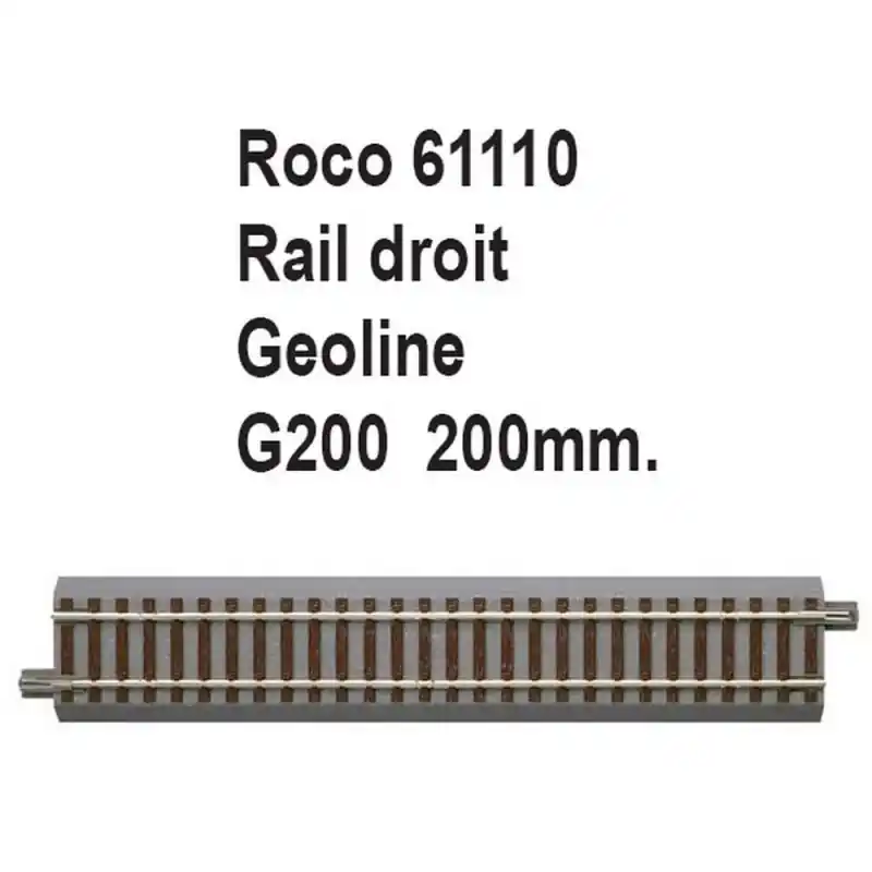 Rail droit geoline G200 200mm-HO 1/87-ROCO 61110 Promotion