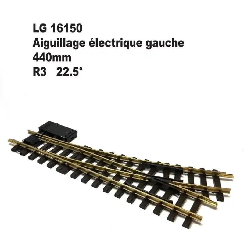 Retour Gratuit Aiguillage électrique gauche 440mm R3 22.5 degrés-G-1/22.5-LGB 16150