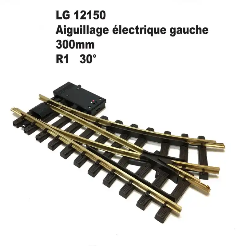 Aiguillage électrique gauche 300mm R1 30 degrés-G-1/22.5-LGB 12150 Prix Cassé