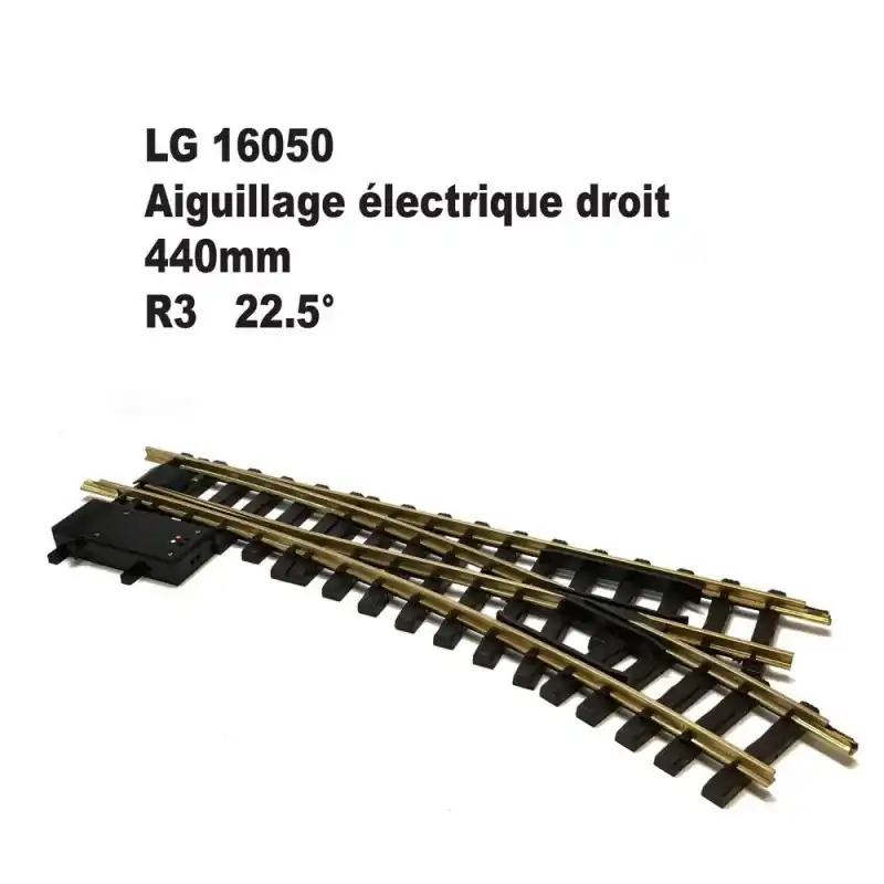 Livraison Express Aiguillage électrique droit 440mm R3 22.5 degrés-G-1/22.5-LGB 16050