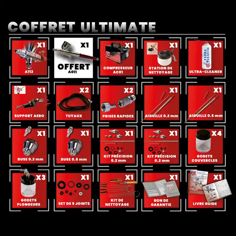 Coffret Aérographe Complet "Ultimate" - Prince August AX20 Authentique