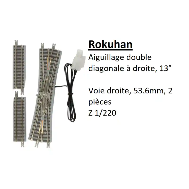 Aiguillage double diagonale à droite, 13°, 2 voies droite, 53.6mm - ROKUHAN R035 - Z 1/220 Achetez Aujourd'hui