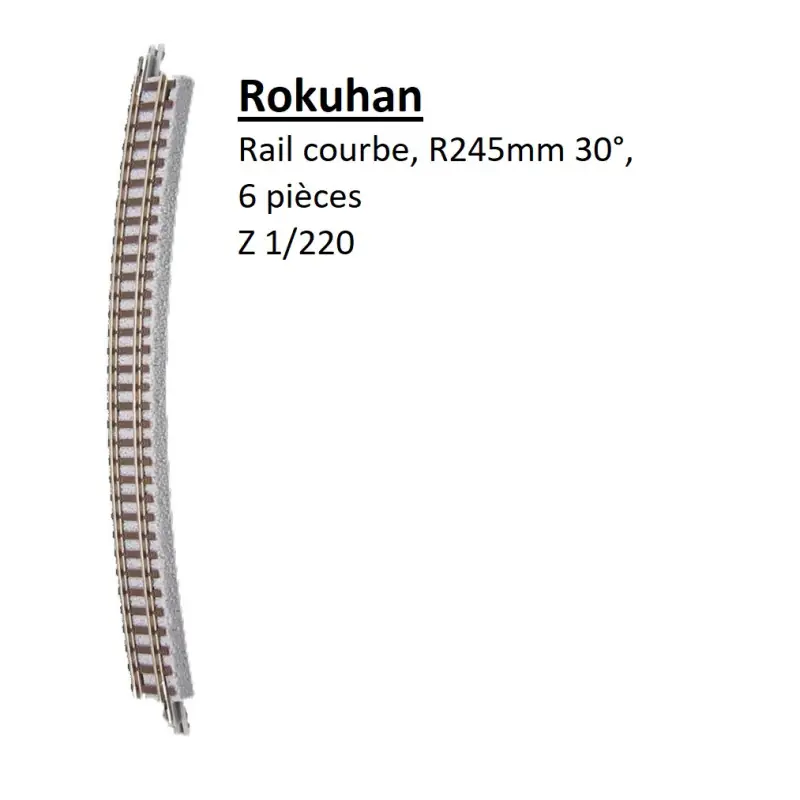 Prix Promo Rail courbe, R 245-30°, 6 pièces - ROKUHAN R014 - Z 1/220