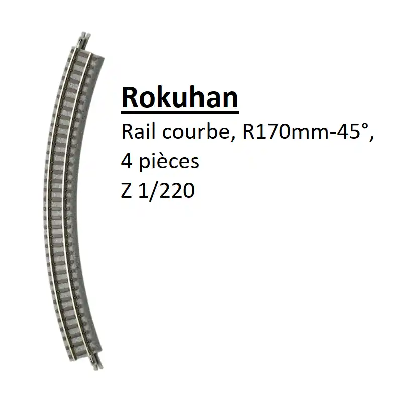 Expédition Rapide Rail courbe, R 170-45°, 4 pièces - ROKUHAN R003 - Z 1/220