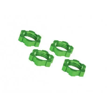 4 Écrous de roues 17mm alu vert - Traxxas 7758G Super Prix