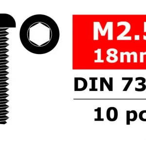 Vis en acier M2,5 x 18 mm tête hexagonale (10 pcs) - C-3003-25-18 Meilleure Vente